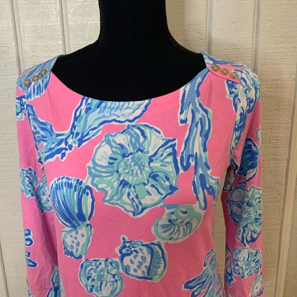 Lilly Pulitzer Sophie dress is pink blue pout barefoot princess, size small. - Picture 3 of 6